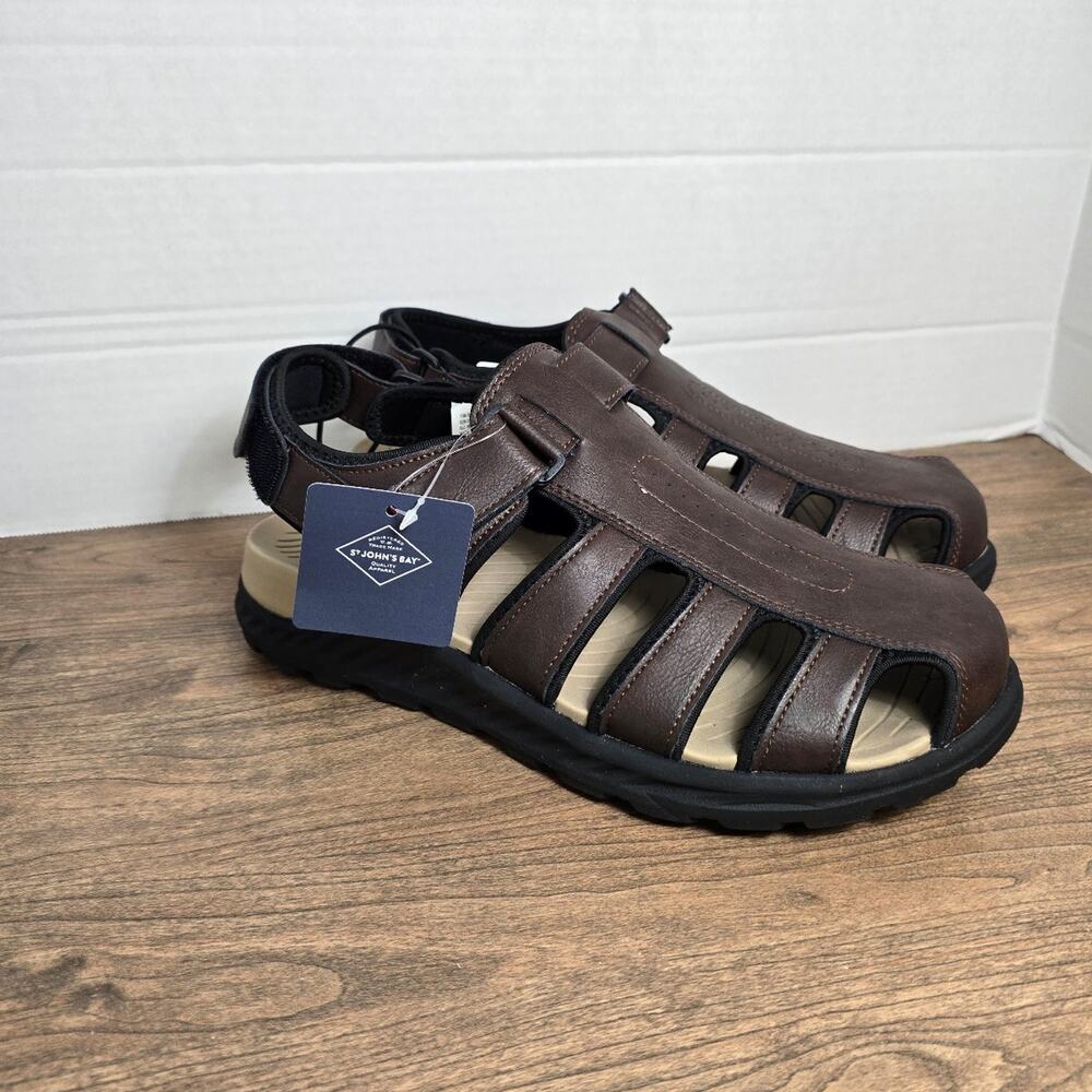 St. John's Bay Brown Leather Fisherman Sandals men's Size 10 NWT
